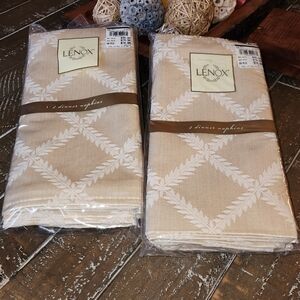 Lenox Ivory Laurel Leaf Cotton Polyester Napkins 19" Square~ NOS 7101